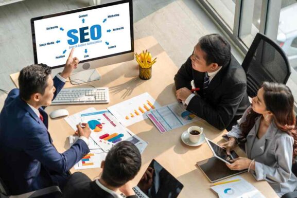 SEO company officers in meeting